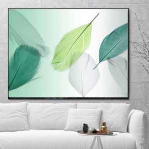 Cuadro decorativo «Plumas verdes»