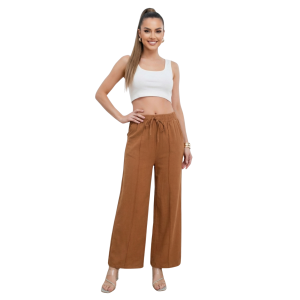 Pantalón Lino Wide Leg Palazo Terracota
