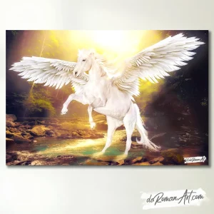 Cuadro de Pegaso en Lienzo (Pegaso en la Fuente Hipocrene)